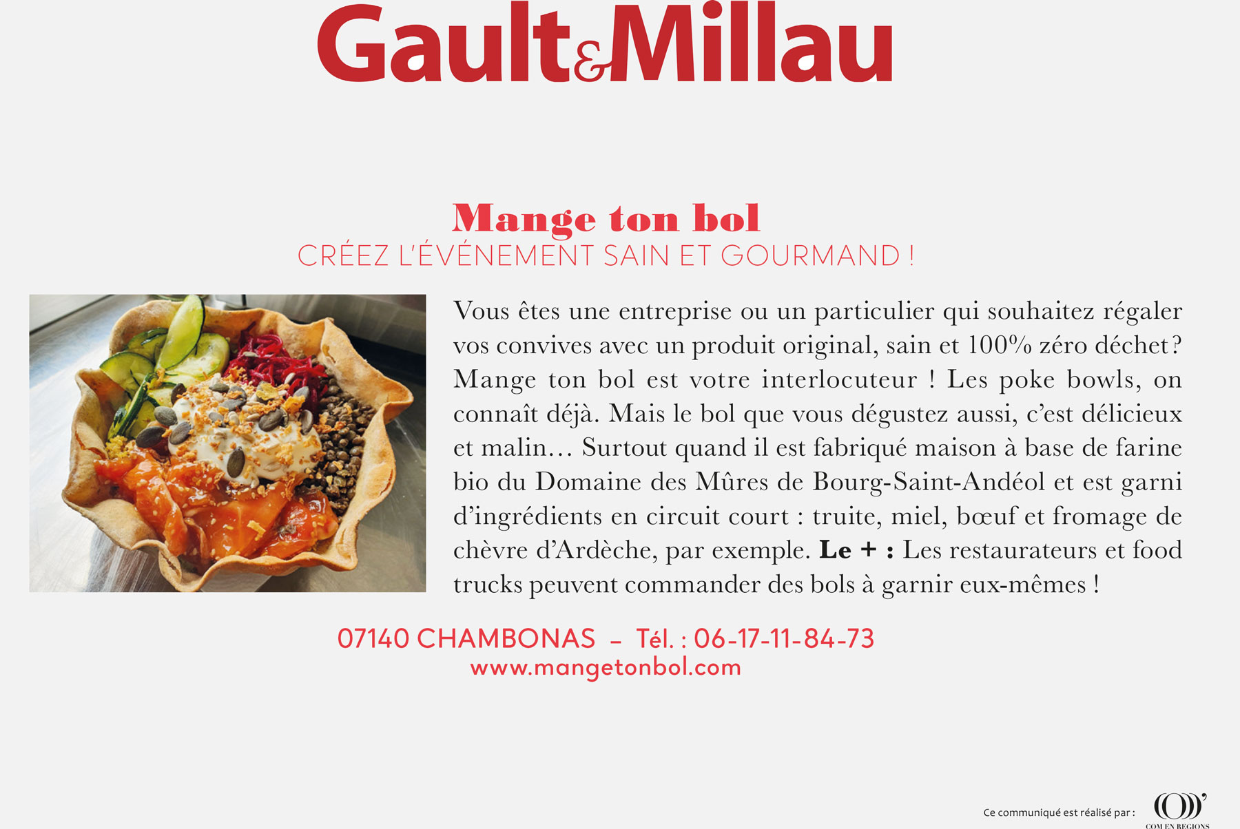 Gault et Millau parle de Mange ton bol article Gault et Millau sur Mange ton bol
