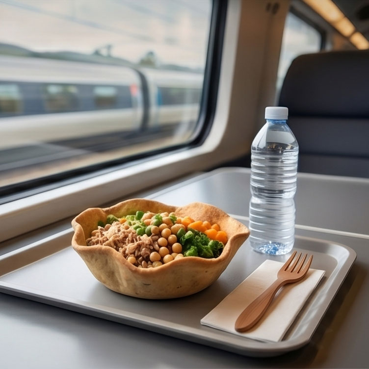 repas servi dans un bol comestible en mobilité