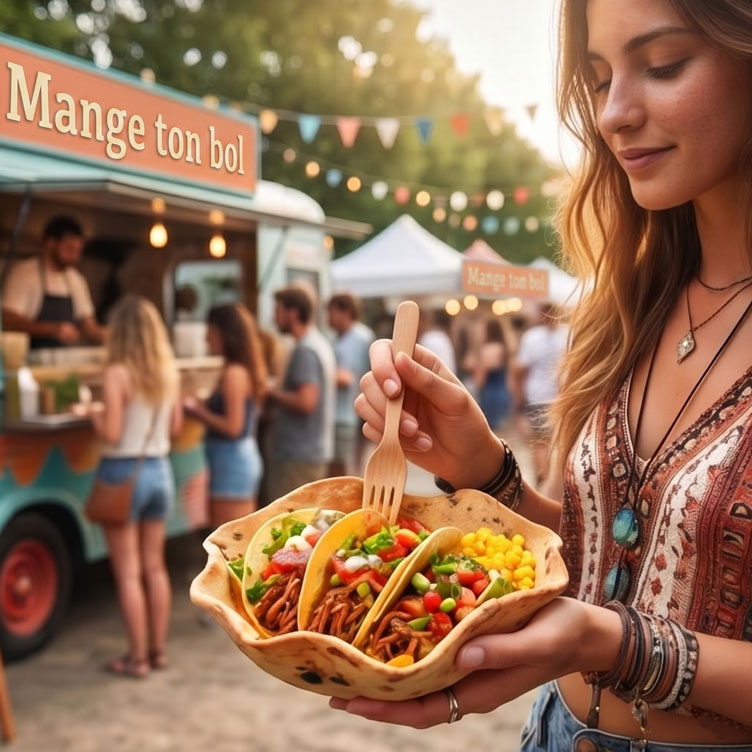 street food utilisant des contenants comestibles